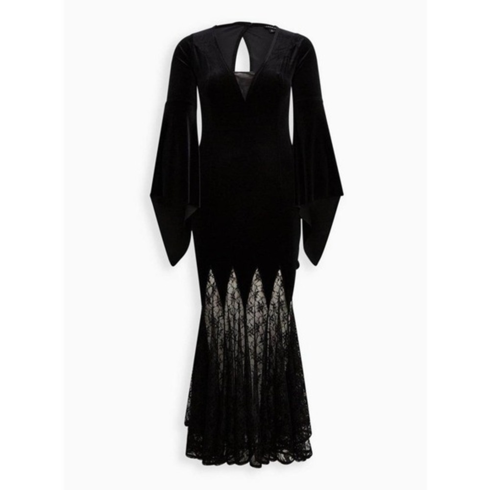 Torrid 4 (4X 26) Black Gothic Velvet Busty Costume Cosplay‎ Maven Fluted Dress - Picture 4 of 4